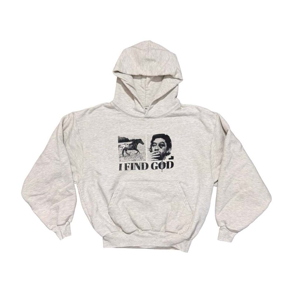 Vintage I Find God Heather Grey Pullover Hoodie Size Medium